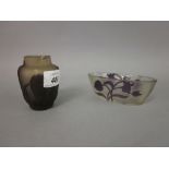 Small Galle type overlaid glass vase (chip to rim),