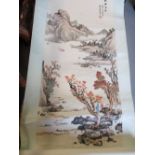 Two 20th Century Chinese scroll pictures in original boxes