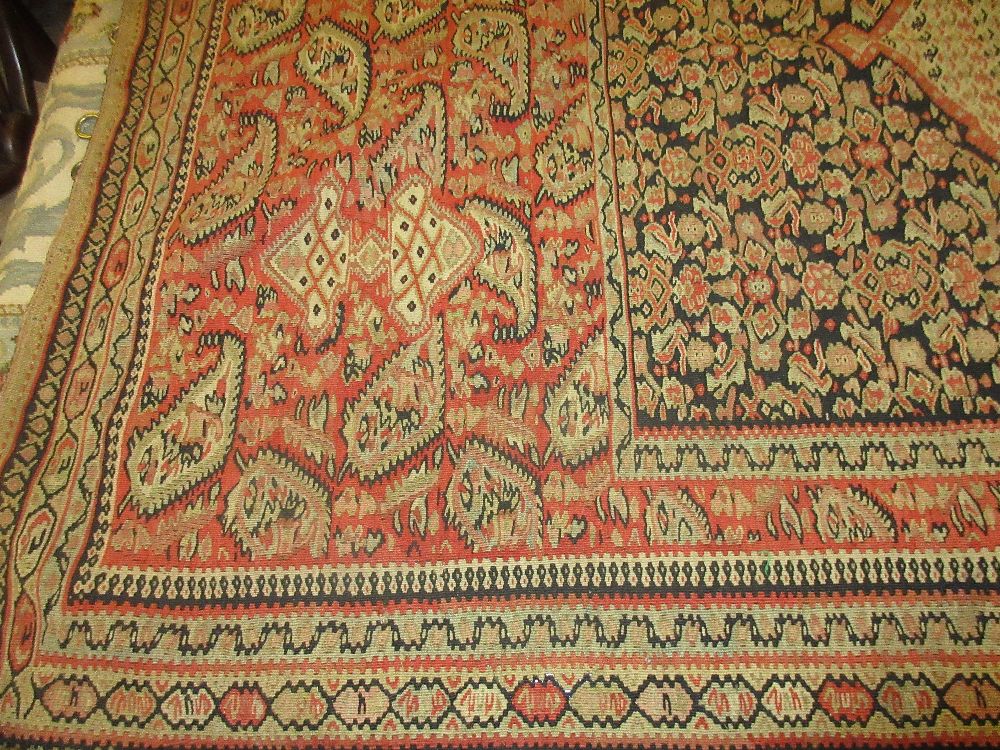 Senneh Kelim rug with medallion and all-over stylised floral design and borders, - Image 4 of 11