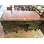 Late 19th or early 20th Century mahogany twin pedestal partners type writing table / desk,