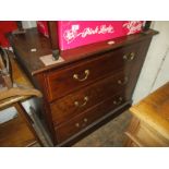 Edwardian mahogany satinwood boxwood and ebony inlaid three drawer dressing chest (at fault)