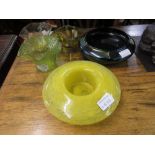 Venetian yellow flecked glass circular dish,