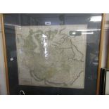 Antique hand coloured map of Persia (some repairs to bottom centre), framed,