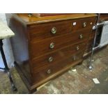 Small mid 20th Century mahogany chest of two short over three long drawers with brass ring handles,