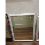 19th Century white painted cast iron framed bevelled edge wall mirror,