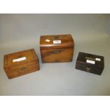 Victorian walnut dome top brass mounted two division tea caddy,