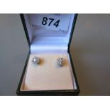 Pair of 18ct white gold diamond cluster stud earrings