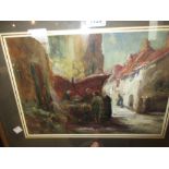 Thomas William Morley, watercolour, Breton street scene, signed, 9.5ins x 13.