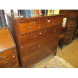 18th Century oak straight front chest of two short and three long graduated drawers with drop