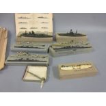 Small collection of painted die-cast model battleships by Wiking - Modelle and others,