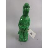 Chinese green moulded glass figure of Quan Yin