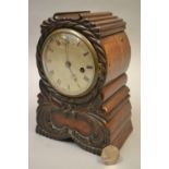 Good quality small William IV carved rosewood mantel timepiece,