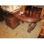 19th Century French mahogany rectangular extending dining table raised on turned carved baluster