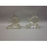 Pair of Art Deco style frosted glass figures of fish,