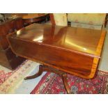 19th Century mahogany crossbanded and inlaid sofa table with single end drawer on rectangular