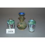 Pair of miniature Japanese cloisonne baluster form vases, signed with character marks to base, 2.