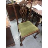 Set of six 19th / 20th Century mahogany dining chairs having carved and pierced splat backs,