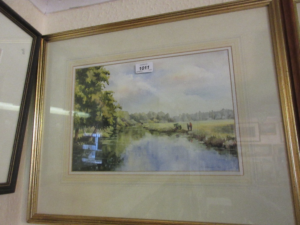 Catharine Waterman, watercolour, view on the River Wey, near Newark Priory, signed and dated 1990,