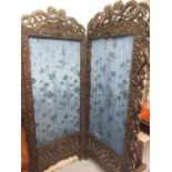 19th Century Chinese carved hardwood three panel screen,