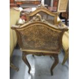 Late 19th or early 20th Century French giltwood music or magazine stand with bergere panels on