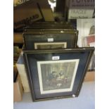 Set of twelve framed coloured prints ' Cries of London ' with verre eglomise mounts