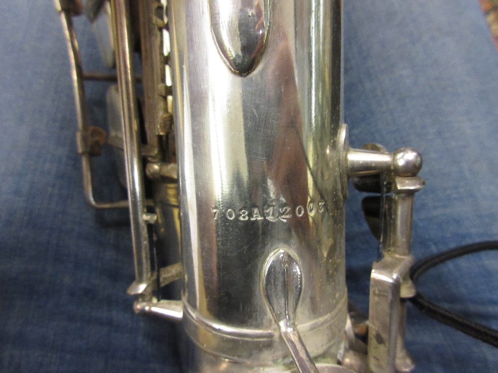 Silver plated saxophone inscribed to the bell Rene Guenot, A Douchet