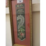 Two gilt framed silk bookmarks