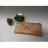 Pair of Ray-Ban Aviator sunglasses with Ray-Ban carrying case