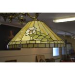Tiffany style leaded coloured glass lamp shade
