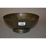 Chinese brown patinated bronze pedestal bowl Good condition, needs gentle clean, late 19th / early