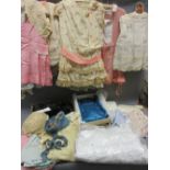 Quantity of various 1930's childrens clothing, two fur muffs, together with a blouse made with