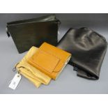 Tanner Krolle green leather cosmetic / wash bag, together with another Tanner Krolle folding
