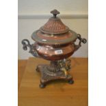 19th Century copper Samovar with a knopped finial, shaped side handles and brass tap on a