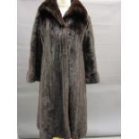 Ladies dark brown three quarter length fur coat