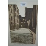 Terry Hand, artist signed proof etching, ' Sunday Afternoon ', 12ins x 7ins, framed