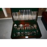 Mahogany cased canteen of silver plated cutlery