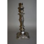 19th Century silver plated candelabra base adapted for use as a table lamp