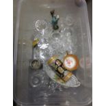 Box containing a quantity of various glass and porcelain including an Aynsley cabinet cup and