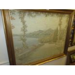 Rectangular gilt framed machine woven tapestry picture together with a reproduction vintage style