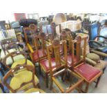 Set of six (four plus two) late 19th / early 20th Century walnut dining chairs with carved splat