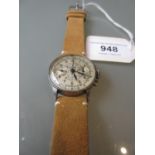 Gentleman's 1940's Tissot circular chronograph wristwatch, the silvered dial with Arabic numerals,
