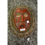 Baule red painted carved native moon mask
