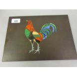 Bronze plaque of the Courage cockerel in enamels, 7.5ins x 10.5ins