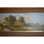 R. Jenson, pair of late 19th Century, oils on card, rural scenes with figures on tracks, signed