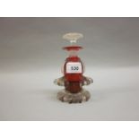 Small 19th Century Bohemian red overlay glass perfume decanter with stopper