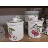 Large Portmeirion Botanic Garden pattern jar and cover, pair of similar Pomona, jars with covers and