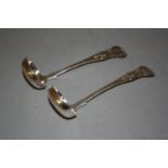 Pair of Victorian Scottish silver Kings pattern sauce ladles