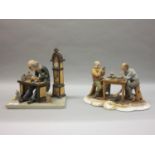 Naples Capo di Monte porcelain group, card players seated at a table together with a Naples Capo