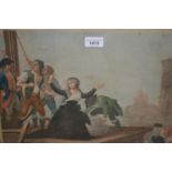 Rare 18th Century hand coloured engraving depicting the guillotining of Anne Elizabeth, sister of
