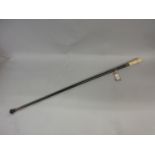 Gentleman's 19th Century turned ivory silver and ebonised walking cane